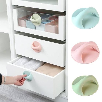 Picture of 1 Pair Self-Stick Multifunction Plastic Round knob Window Cabinet Drawer Doorknob Auxiliary Handle Home Accessori