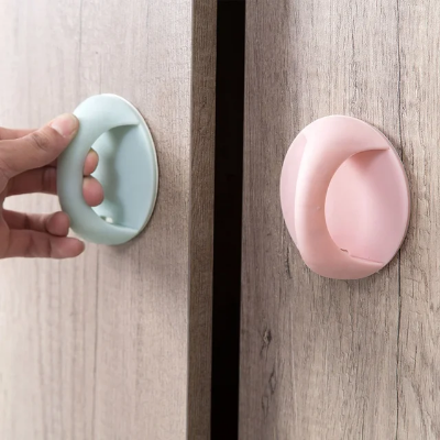 Picture of 1 Pair  2 pis Self-Stick Multifunction Plastic Round knob Window Cabinet Drawer Doorknob Auxiliary Handle Home Accessories