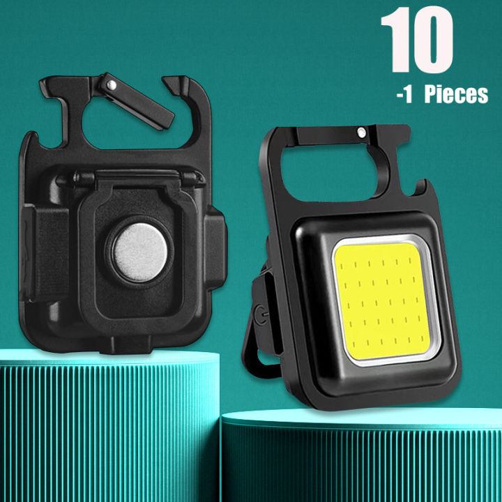 Picture of Mini LED Keychain Flashlights Multifunctional Portable COB Work Light USB Charging Camping Lamp Outdoor Torch Fishing