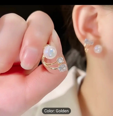 Picture of Korean Vintage Pearl Crystal Earrings For Women Jewelry High-class Luxury Zircon Flower Butterfly Leaf Women's Stud Earrings