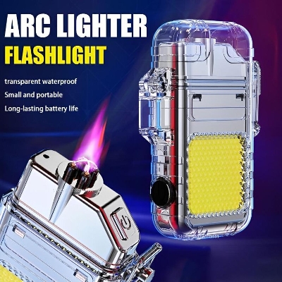 Picture of Waterproof Dual Arc Lighter With Cob Light And Type C Charging - Ideal For Outdoor Camping And Bbq