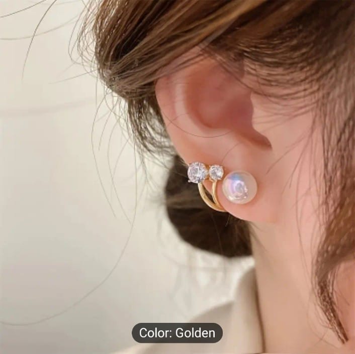 Picture of Korean Vintage Pearl Crystal Earrings For Women Jewelry High-class Luxury Zircon Flower Butterfly Leaf Women's Stud Earrings