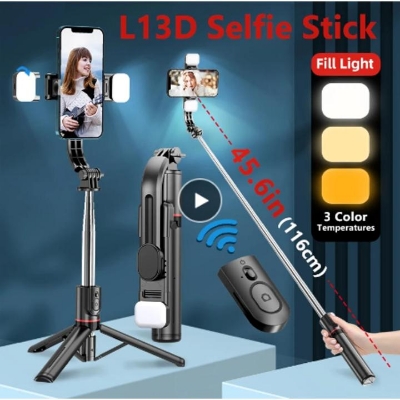 Picture of Selfie Stick Tripped L13D-Android IOS Cell Phone Remote Shutter Double Fill TRIPED SELLFY STICK NEW - Elevate Your Selfie Game