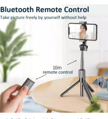 Picture of R1S Bluetooth Integrated Selfie Stick with Light and Bluetooth Remote Control