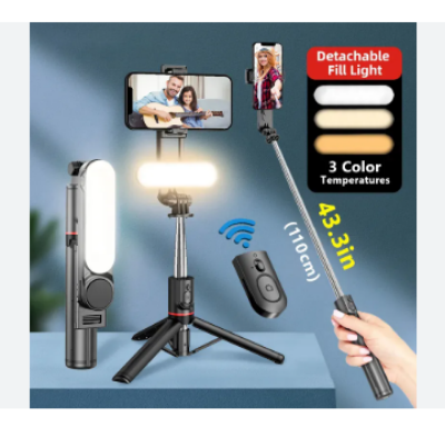 Picture of L15 Selfie Stick with Fill Light Foldable Mini Tripod Photo Live Wireless Bluetooth Remote Shutter for IOS Android Smartphones