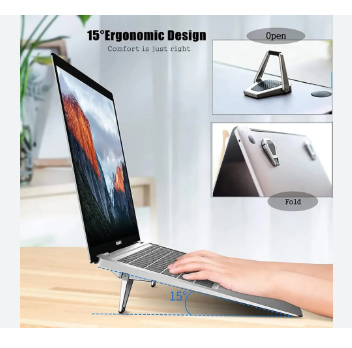 Picture of Metal Foldable Laptop Stand Universal Non-slip Bracket Support for Macbook Pro Air Lenovo Notebook Laptops Mount Holder Feets
