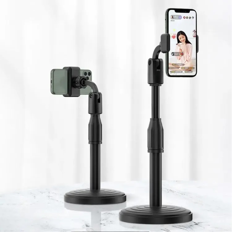 Picture of Desktop Mobile Phone Holder Height Adjustable Stand & 360° Rotatable for Live Streaming Shoot YouTube TikTok Video Round Base Smartphone - Mobile Stand