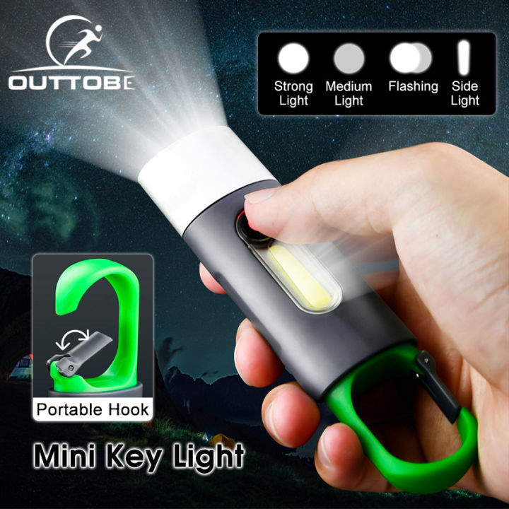 Picture of Portable Mini COB Keychain Flashlight USB Rechargeable Work Light Outdoor Camping LED Flashlight Torch