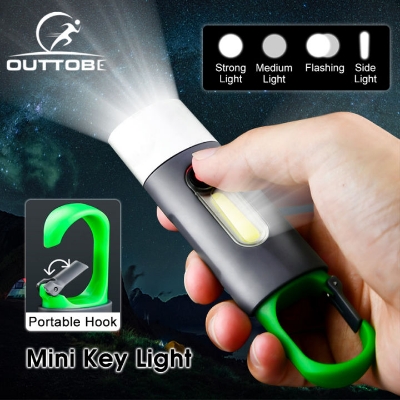 Picture of Portable Mini COB Keychain Flashlight USB Rechargeable Work Light Outdoor Camping LED Flashlight Torch