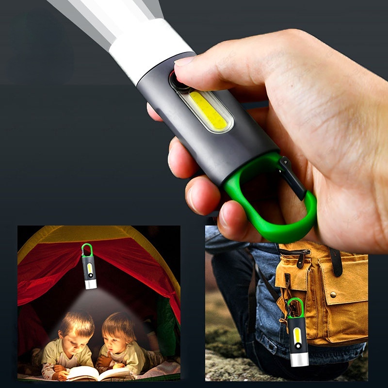 Picture of Portable Mini COB Keychain Flashlight USB Rechargeable Work Light Outdoor Camping LED Flashlight Torch