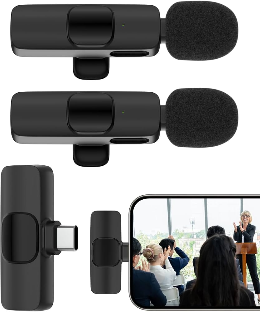 Picture of K9 Wireless Dual Microphone Professional Lapel Lavalier Microphone Remove Noise For Type C+Apple