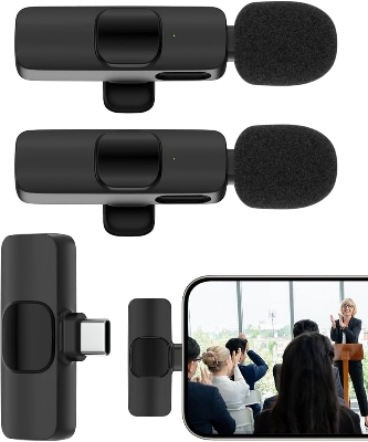 Picture of K9 Wireless Dual Microphone Professional Lapel Lavalier Microphone Remove Noise For Type C+Apple