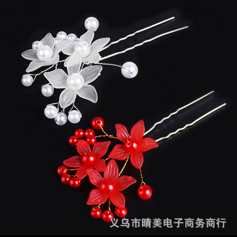 Picture of Pack of 3 Fancy Hair pins Large U Shape Pins,Jura Pins, Braide Flower Pins & Bun Pins for Wedding Bride Party Hair Accessories by Zayan Fashion (3Pis)