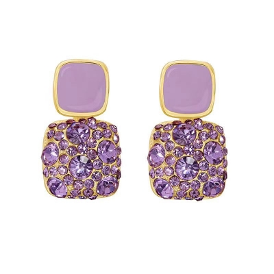 Picture of Luxury Female Crystal Zircon Stone Earrings Purple Color Jewelry Vintage Double Stud Earrings For Women