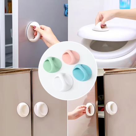 Picture of 1 Pis Self-Stick Multifunction Plastic Round knob Window Cabinet Drawer Doorknob Auxiliary Handle Home Accessories