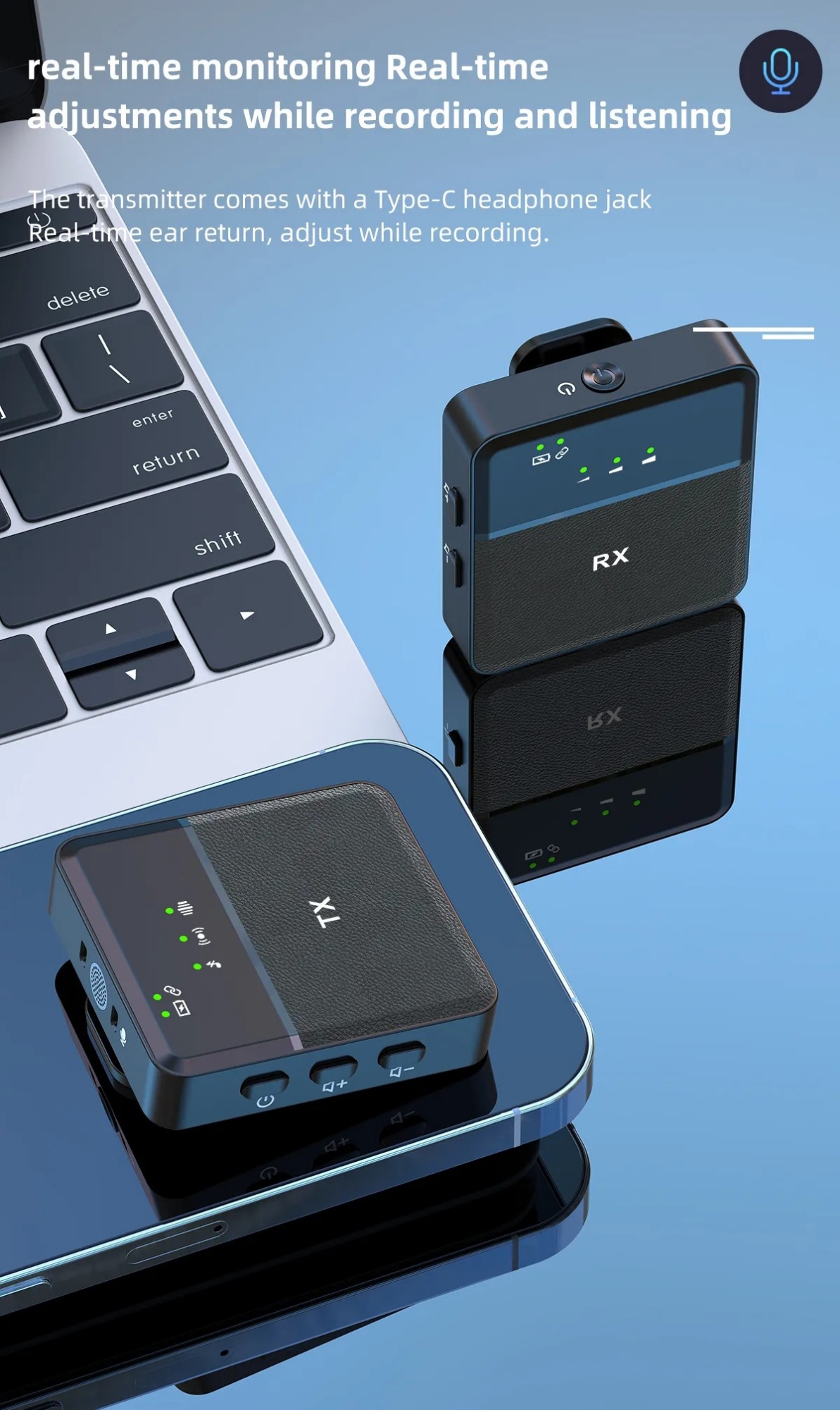 Picture of SX9 Wireless Microphone for Type C & 3.5mm Dual Microphone