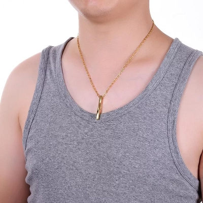 Picture of Men Fashion Jewellery Stainless Steel Necklaces Chain For Men Golden 