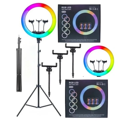 Picture of 45cm MJ18 RGB LED RingFill Light/3Phone Holders/Remote/ 7 Ft. Stand Included