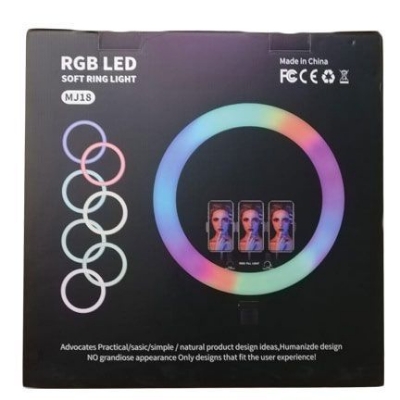Picture of 45cm MJ18 RGB LED RingFill Light/3Phone Holders/Remote/ 7 Ft. Stand Included