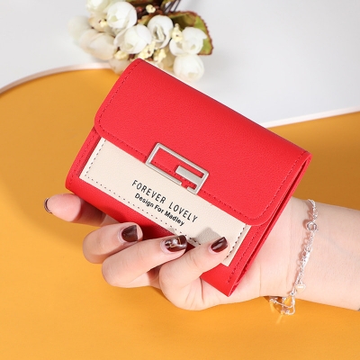 Picture of PU Leather Women Cute Mini Purse Fashion Card Holder Wallet Ladies Girls Hasp Wallets Purses Red 