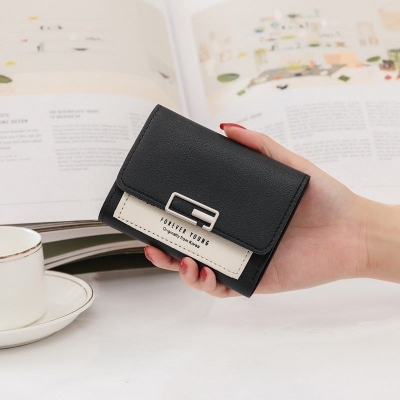 Picture of Mini Women'S Wallet Short Cute Compact Fashion Wallet Black 