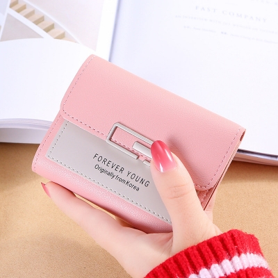 Picture of Fashion Mini Women Wallet Purse Female PU Leather Short Tri-Fold Wallets Pink 
