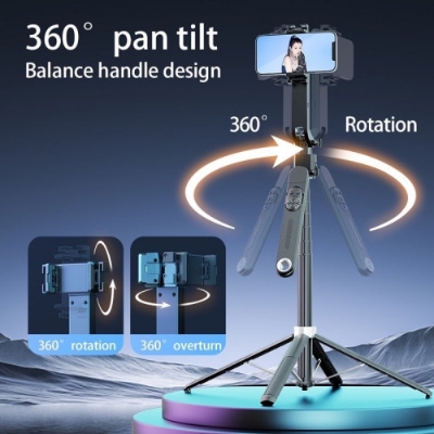 Picture of Q515TK Auto Face Tracking Selfie Stick Tripod with Wireless Remote Control Smart Auto AI Tracking Stabilizer Gimbal (5.8) foot