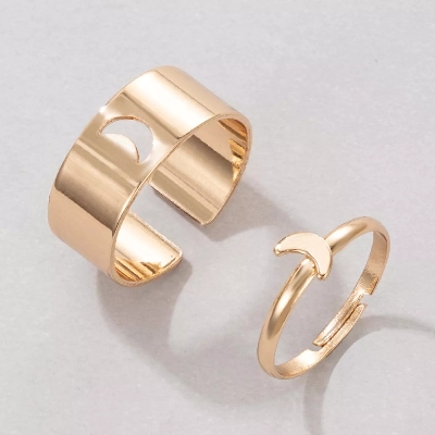 Picture of Love King and Queen Couple Ring Set In Moon Gold Adjustable