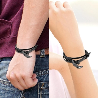 Picture of bracelet for Men fashion  leather friendship bracelets for Man Black Adjustable