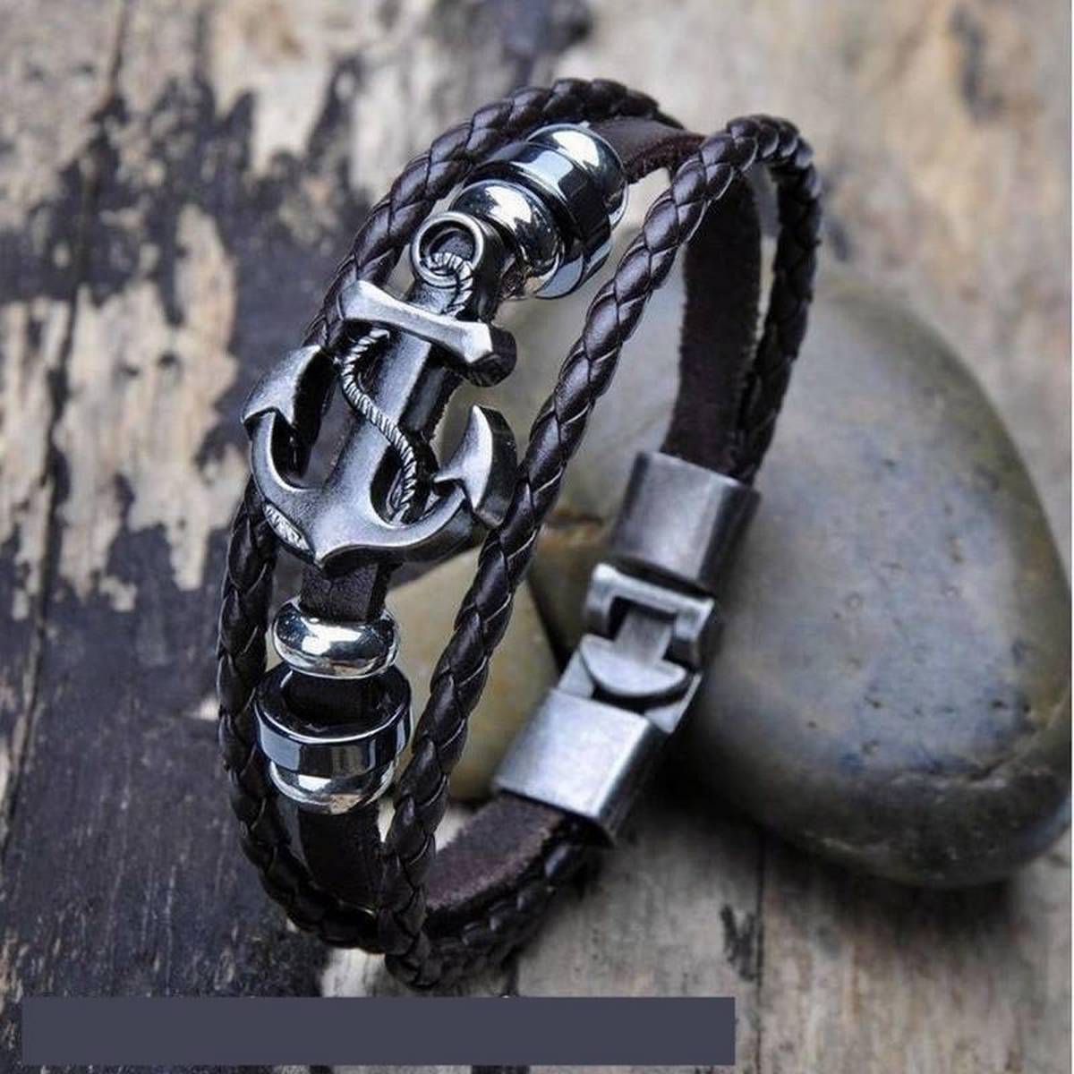 Picture of Stainless Steel  Breslet for Men Black Black Adjustable