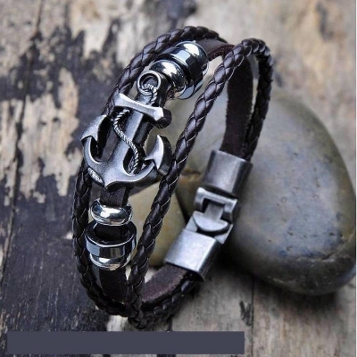 Picture of Stainless Steel  Breslet for Men Black Black Adjustable