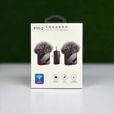 Picture of F11-2 (3 in 1)Collar Wireless Dual Microphone proprofessional Lepal Lavaliar microphon iPhone/Android & Type C Supported 100& Noise Cancellation