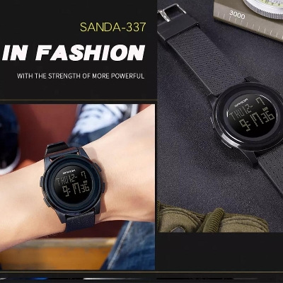 Picture of Sanda 337  Fashion Watch Men Brand Luxury Electronic LED Digital Wrist Watches Black 