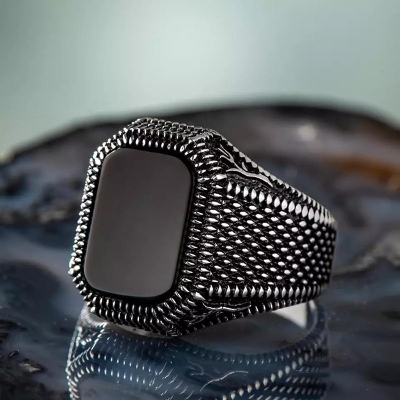 Picture of Stainless Steel Finger Ring for Men Black 