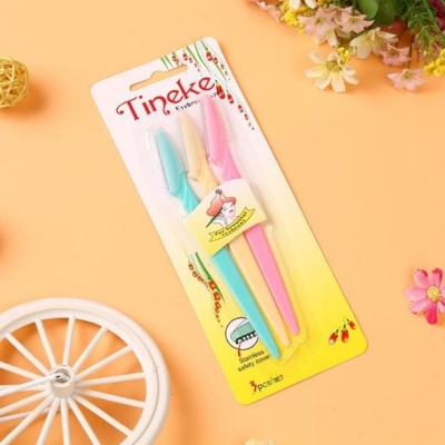 Picture of 3pcs Colorful Eyebrow Trimmer Face Hair Razors Women Eyebrow Shaver Hair Removal Makeup Tools Multicolor 
