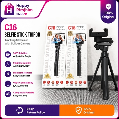 Picture of C16 Handheld Gimbal Stabilizer AI Face Tracking Smart Stabilizer Selfie Stick Tripod & Wireless Remote