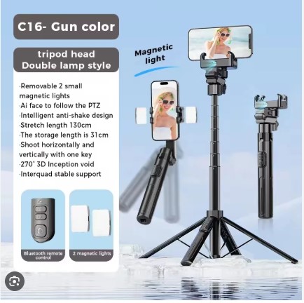 Picture of C16 Handheld Gimbal Stabilizer AI Face Tracking Smart Stabilizer Selfie Stick Tripod & Wireless Remote