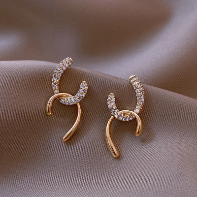 Picture of Korea New Luxury Crystal Earrings for Women Rose Gold 