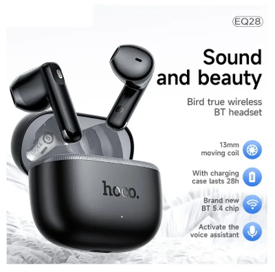 Picture of HOCO | EQ28 Bird | Bluetooth 5.4 TWS Wireless Earbuds | 7h Playtime | 320mAh Charging Case, 40mAh Earbuds | Hall Switch Auto-Pair, Touch Control, Mic | For Android & iPhone