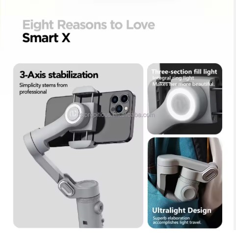 Picture of Smart X 3-Axis Gimbal Stabilizer Foldable Selfie Stick APP Control Handheld Stabilizer for Cell Phone Smartphone Mobile