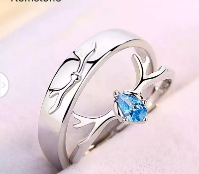 Picture of Couple's Ring Set Stainless Steel Wedding Bands for Men And Women Unisex Rings Silver Adjustable
