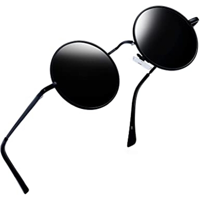 Picture of Round Sunglasses Men Black Classic Sunglasses Brand Design Black 
