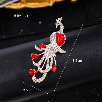 Picture of Light Luxury Micro-Encrusted Zircon Peacock High-End Brooch, Exquisite Elegant, Chinese Style Brooch, Suit Corsage, Accessories Gift