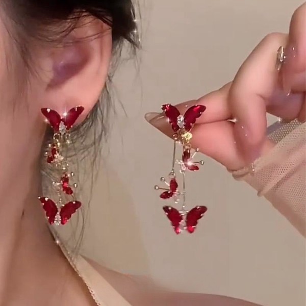 Picture of Super Fairy Star tassel ear clip Women's Light luxury elegant long earrings ins new online celebrity niche new earrings all-matching