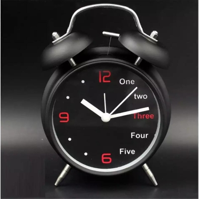 Picture of Small Metal Alarm Bed/Table Clock Black 