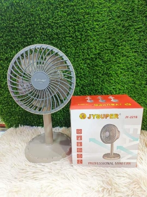 Picture of Joy Super JY-2218 Professional Rechargeable Portable Mini Table Fan Strong Wind Left to Right Oscillating Angle 45 Degrees - AC/DC