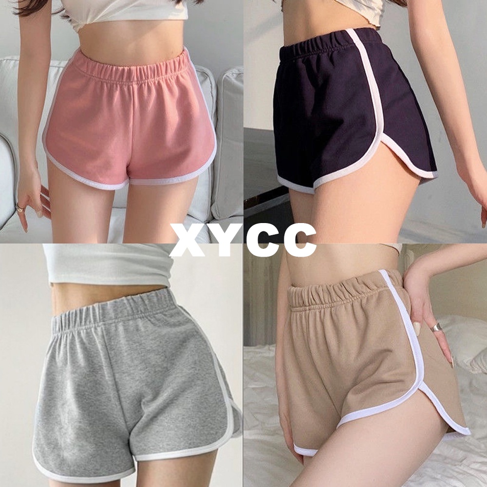 Picture of American retro student girl BM style contrast color bag edge casual sports shorts women's loose A- line wide leg hot pants