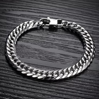 Picture of Stainless Steel chain on hand for Men bracelet Silver Adjustable