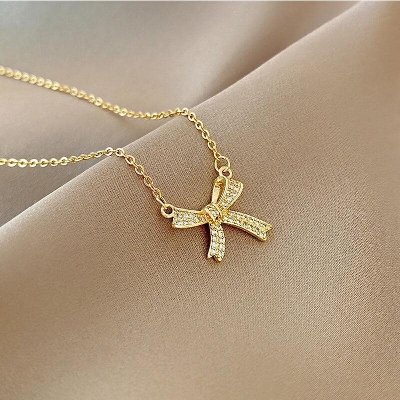 Picture of Bow Necklace Chain Locket for Girls/Women Gold Adjustable