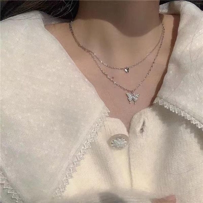 Picture of Butterfly Korean style new necklace for girl/women Silver Adjustable